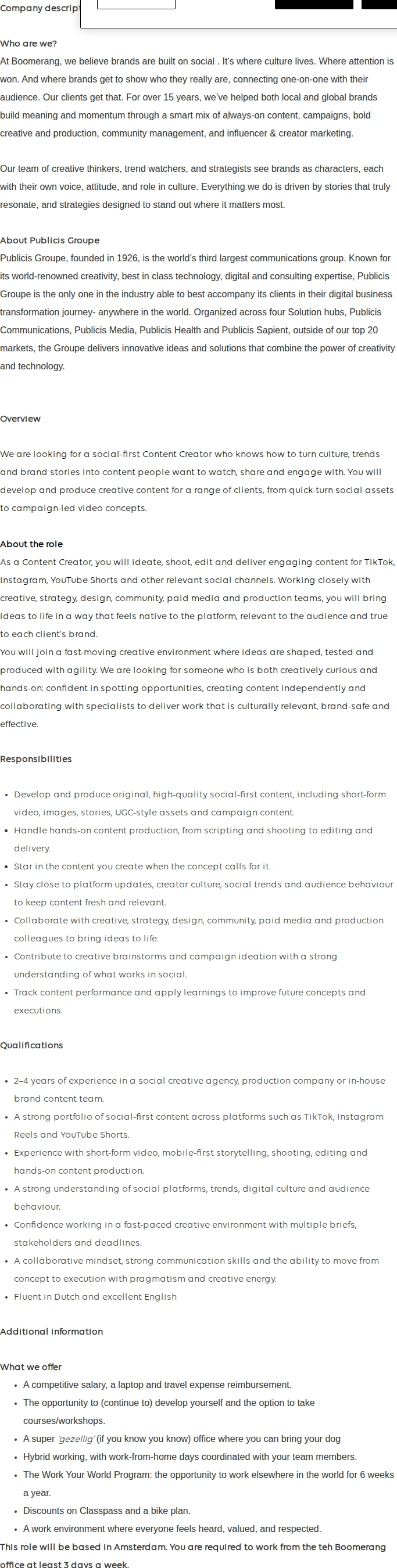 Publicis Groupe Content Creator 채용공고