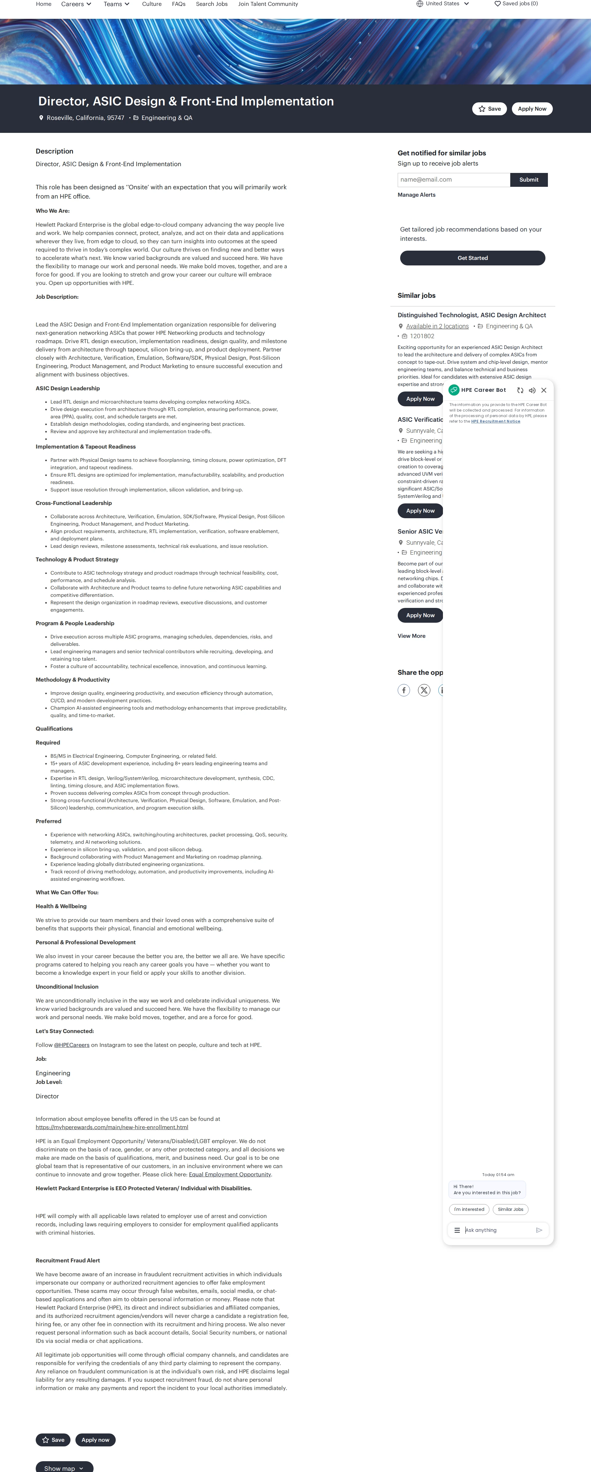 HP Director, ASIC Design & Front-End Implementation 채용공고