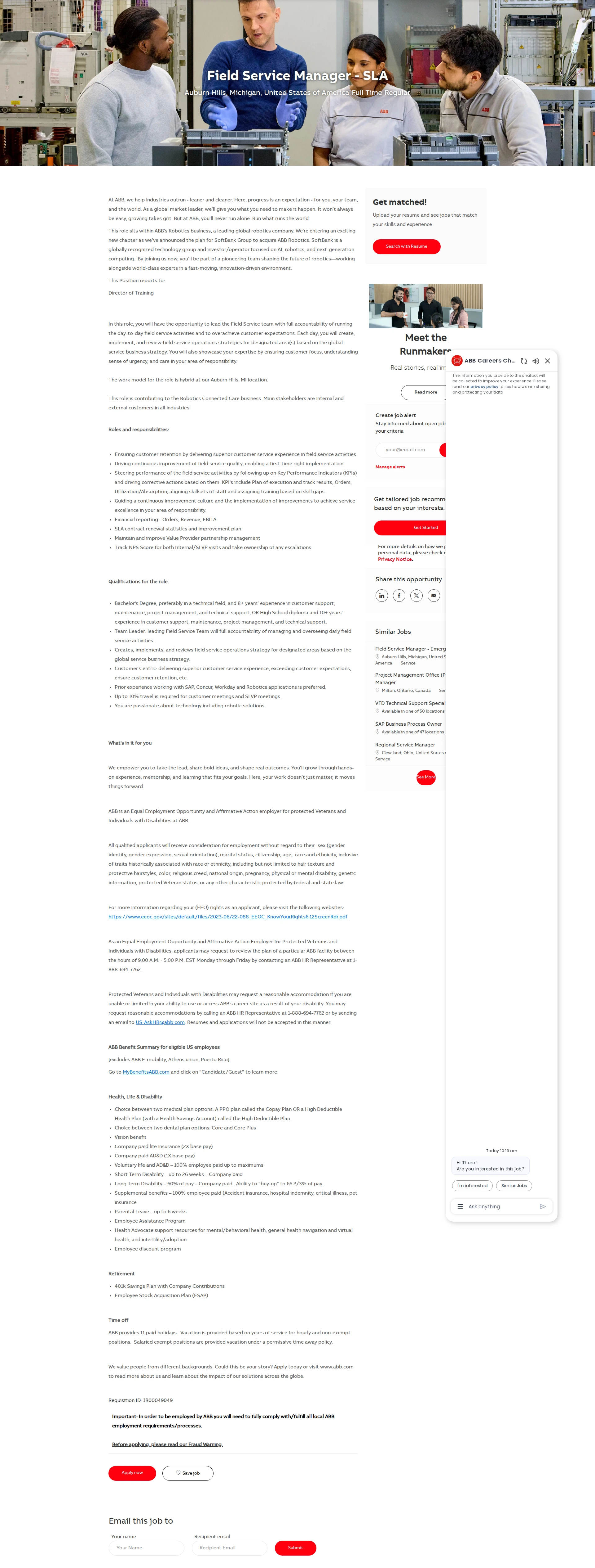 ABB코리아 Field Service Manager - SLA 채용공고