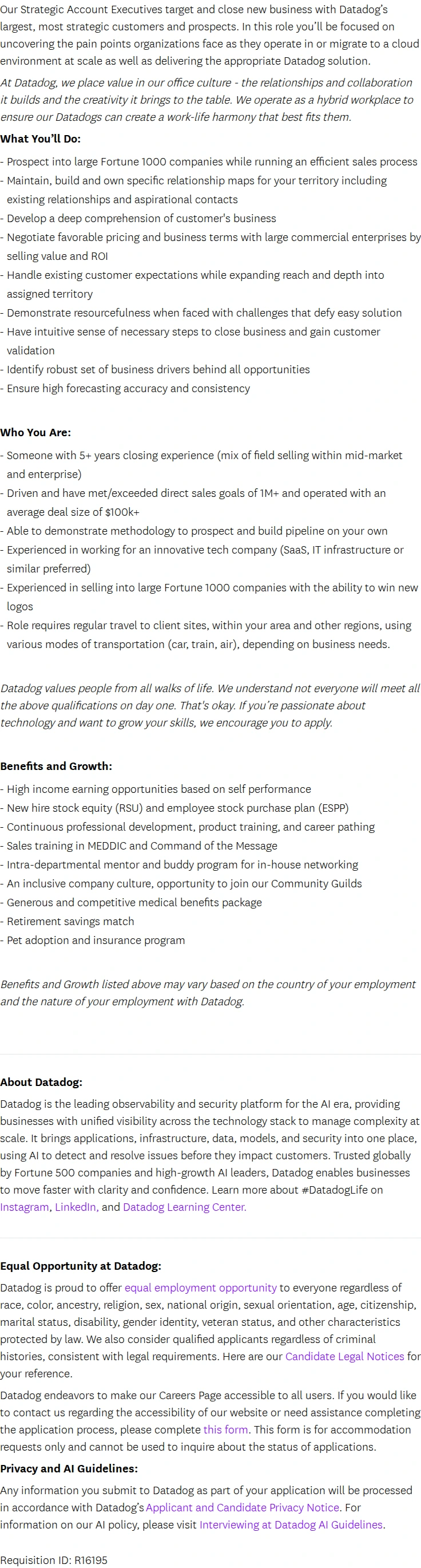 데이터독 Strategic Account Executive - Israel 채용공고