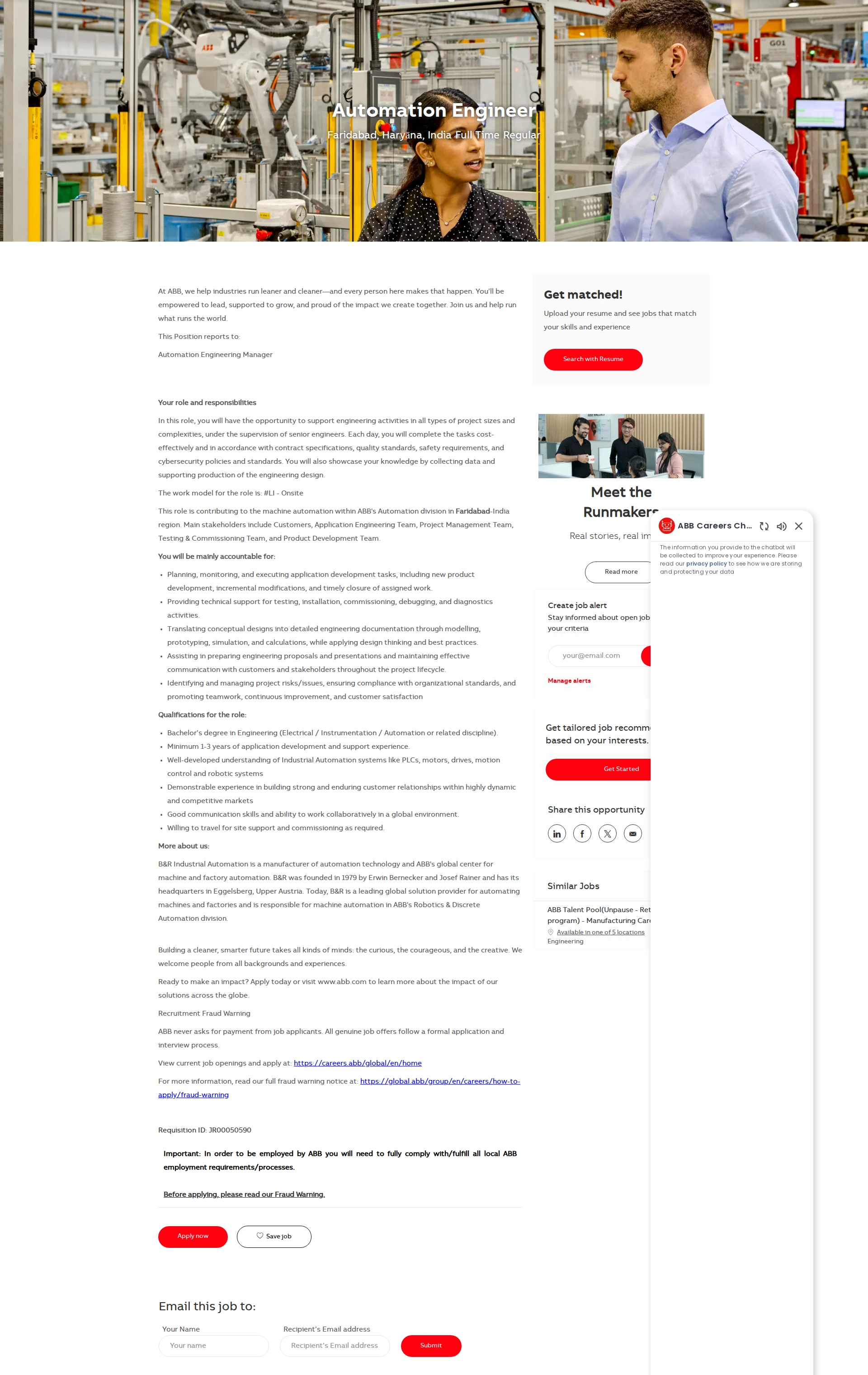ABB코리아 Automation Engineer 채용공고