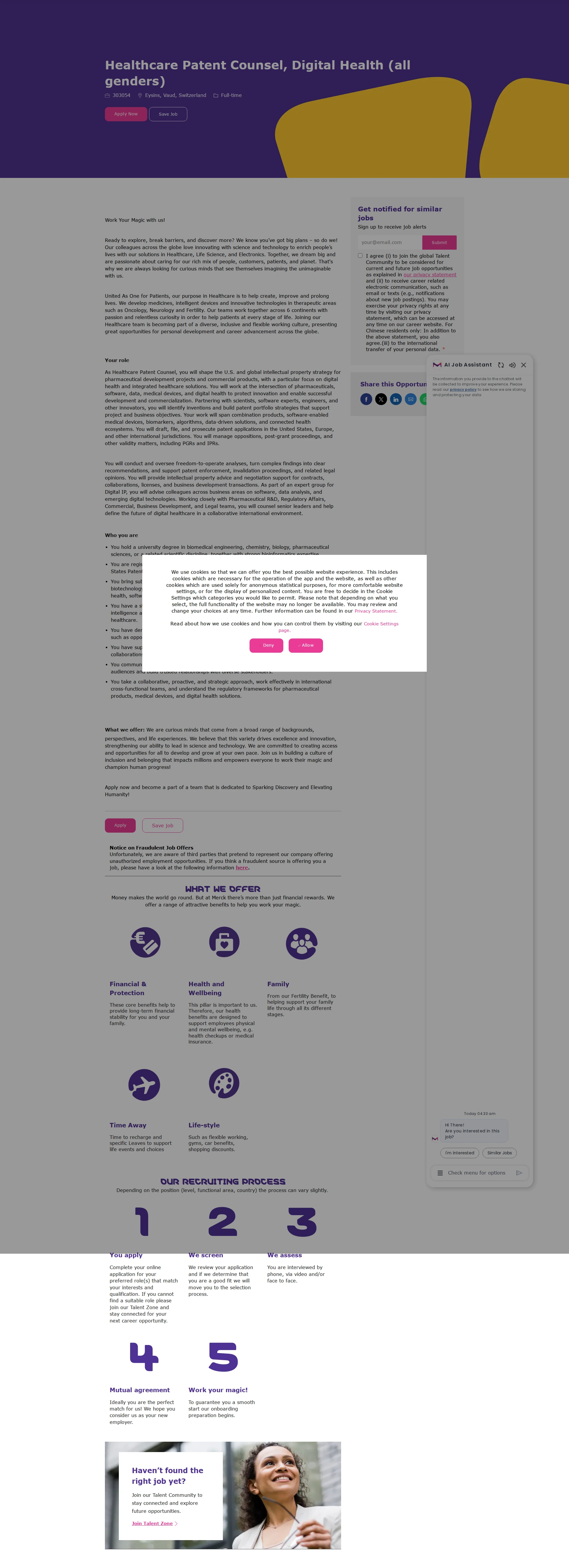 머크 Healthcare Patent Counsel, Digital Health (all genders) 채용공고