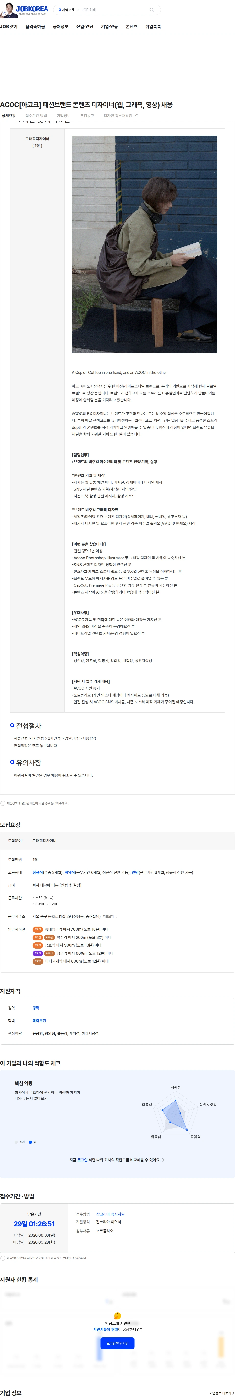 어반스트롤 ACOC[아코크] 패션브랜드 콘텐츠 디자이너(웹, 그래픽, 영상) 채용 채용공고