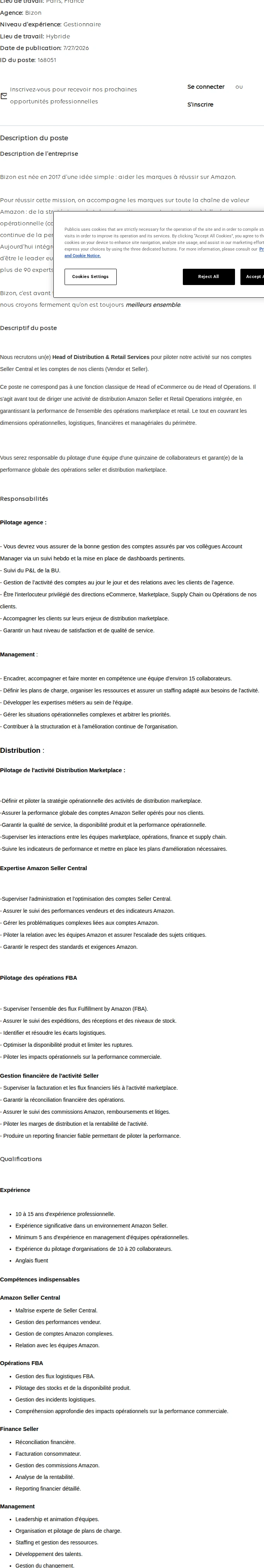 Publicis Groupe Head of Distribution & Retail Operations (H/F) 채용공고