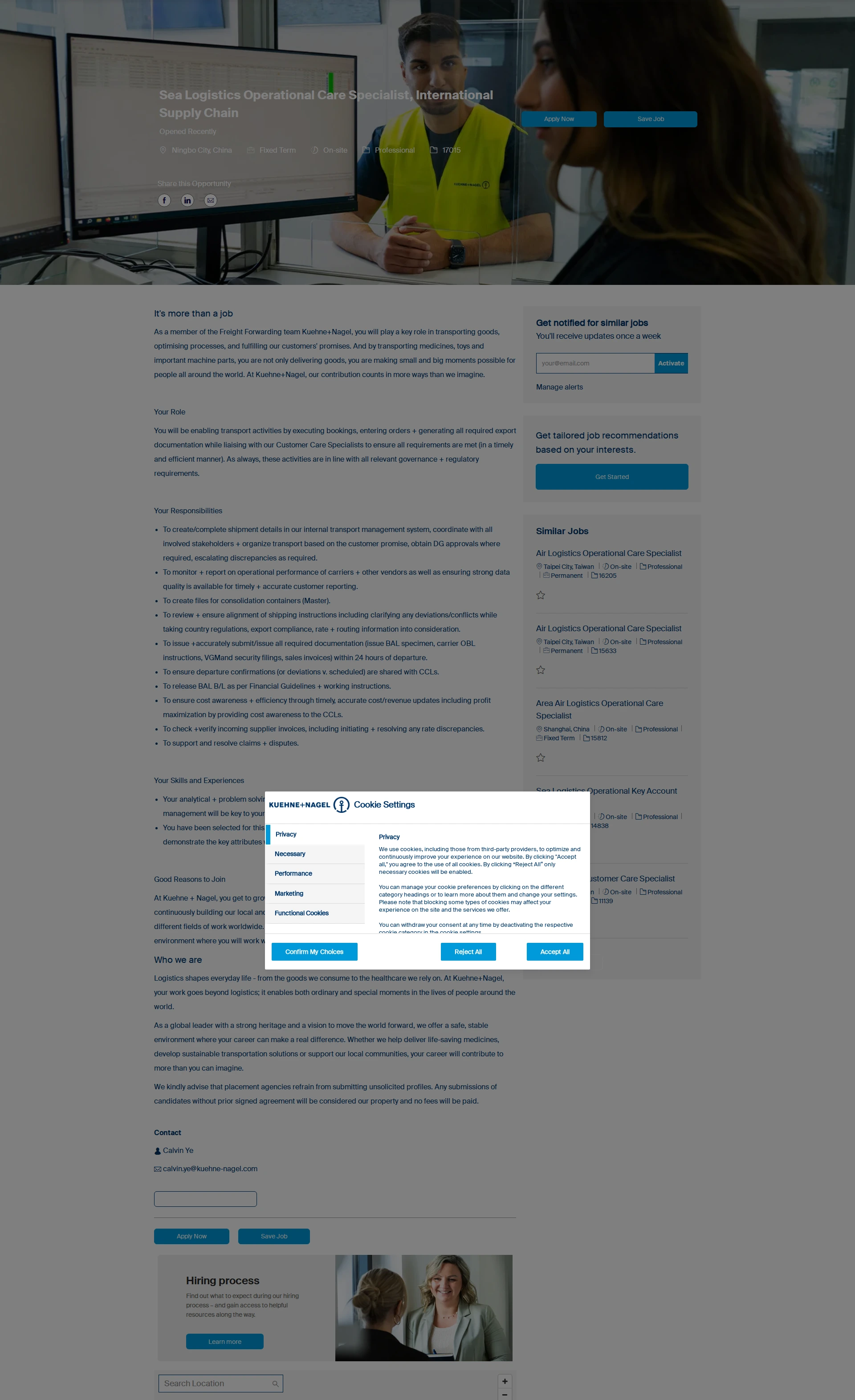 퀴네앤드나겔 Sea Logistics Operational Care Specialist, International Supply Chain 채용공고