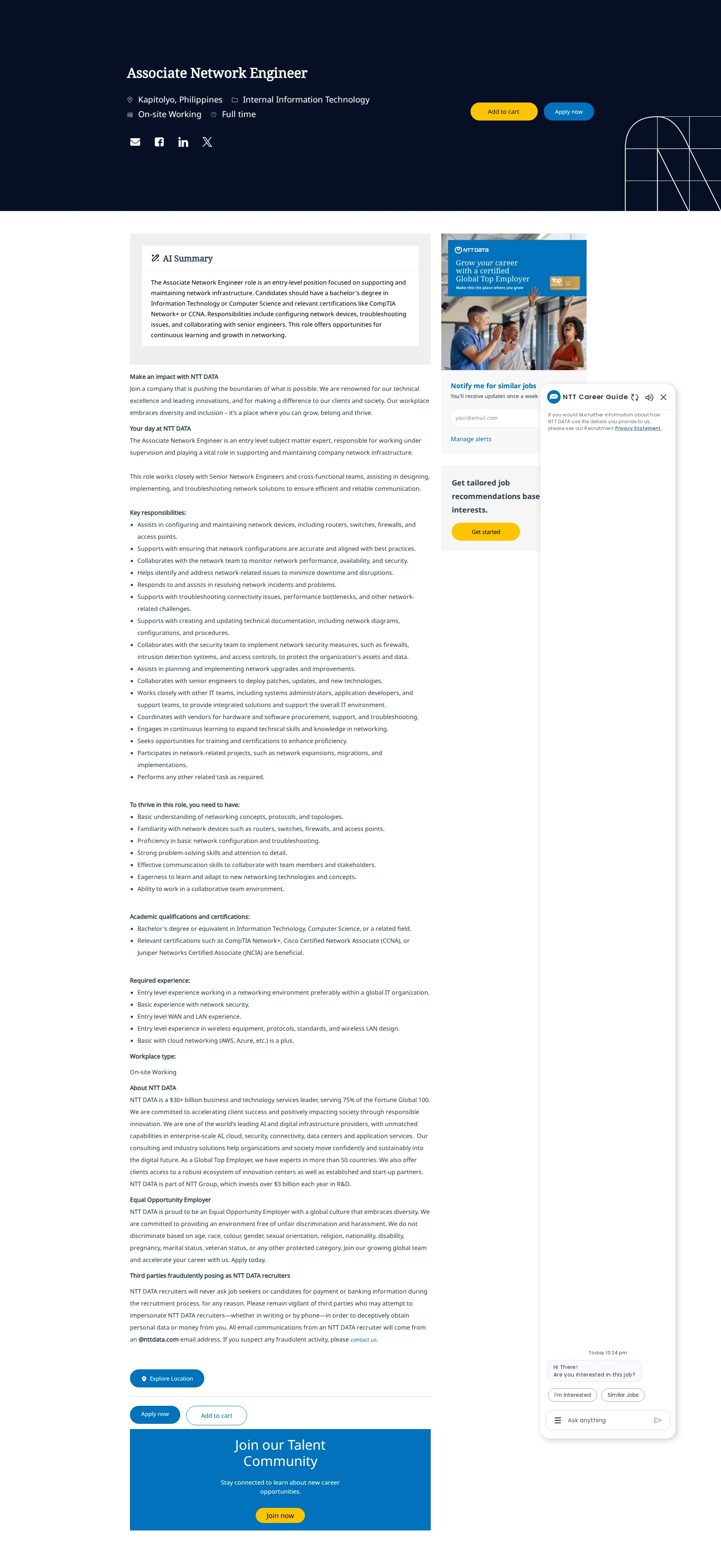 NTT데이터 Associate Network Engineer 채용공고