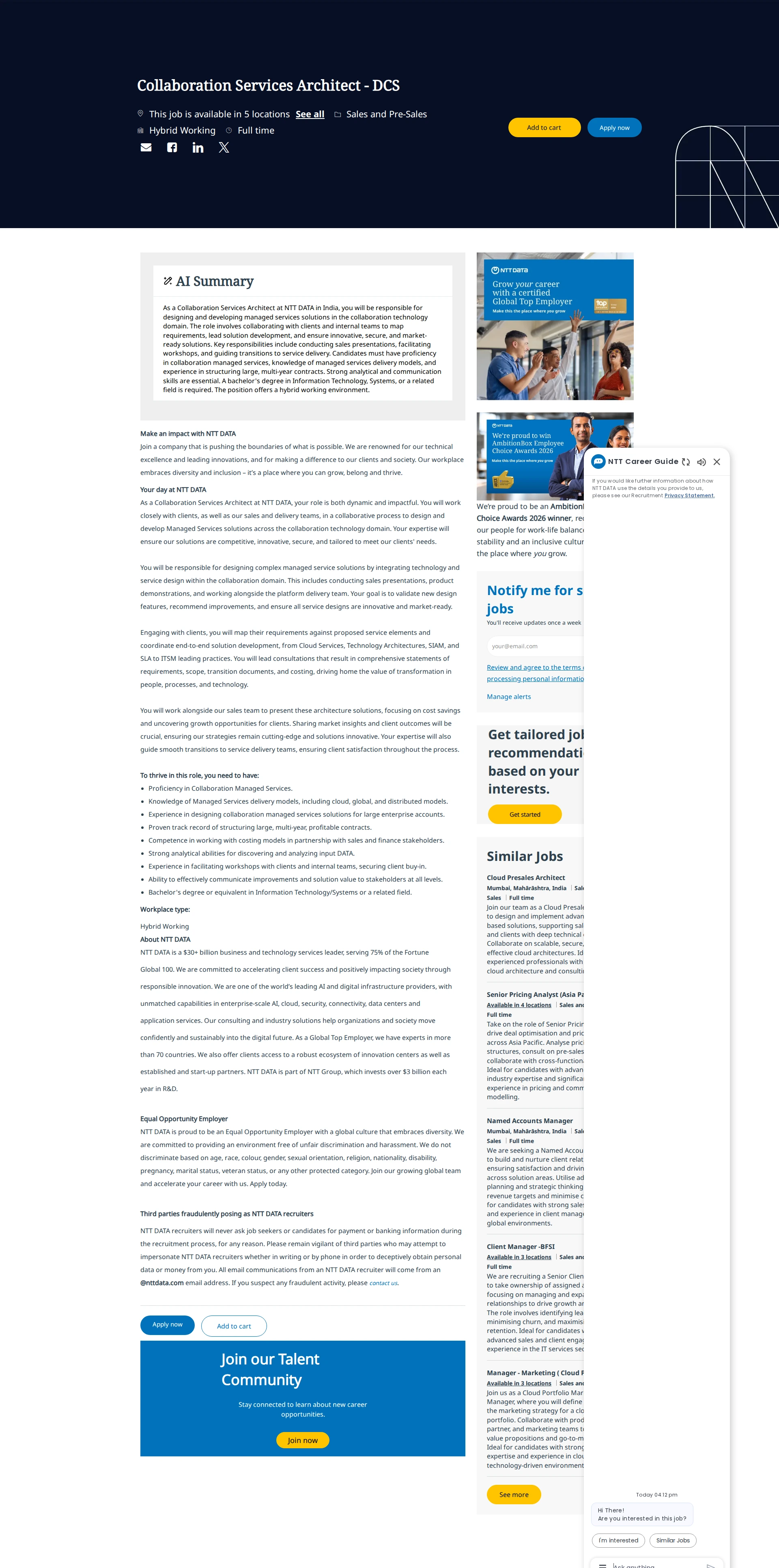NTT데이터 Collaboration Services Architect - DCS 채용공고