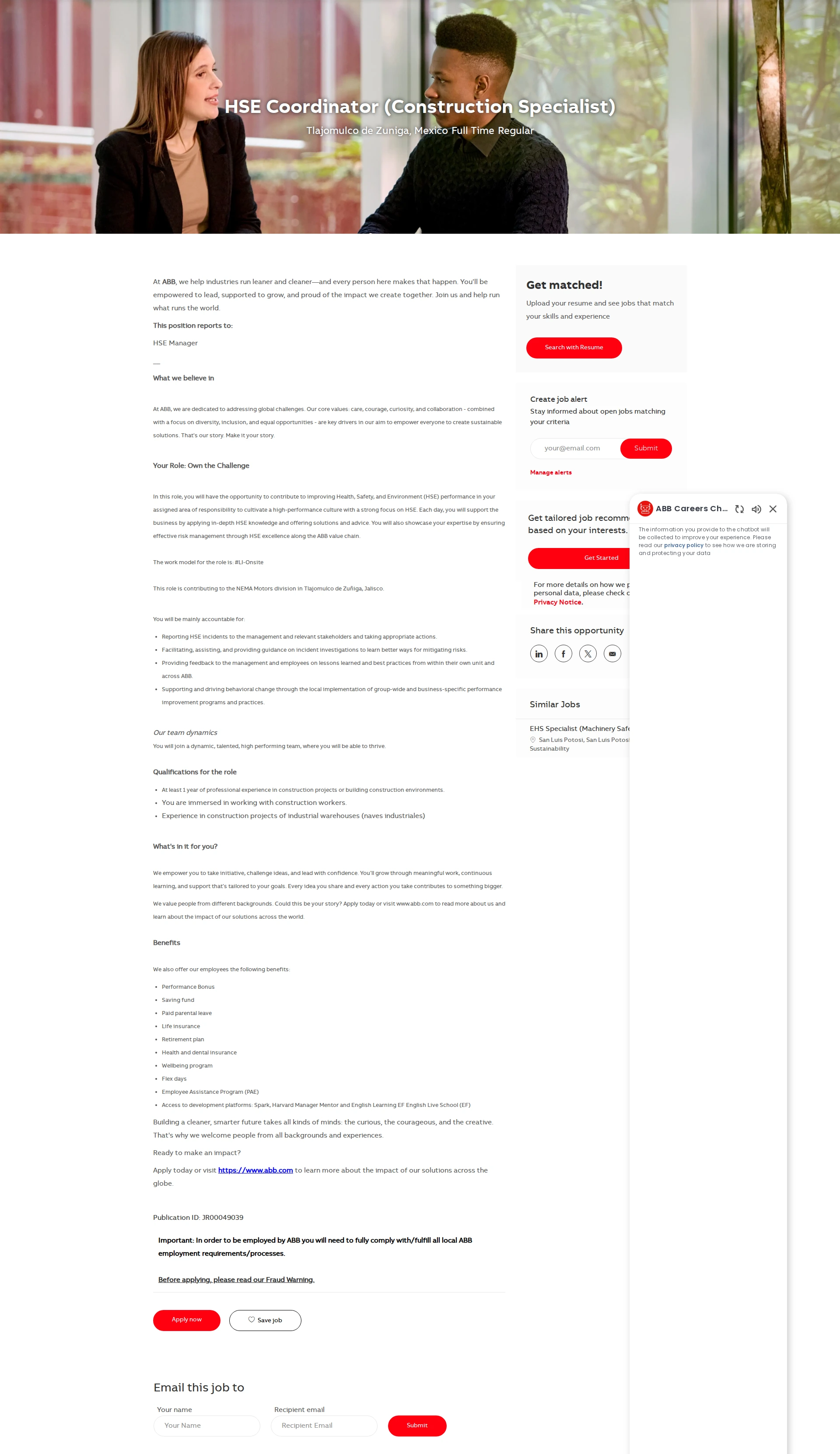 ABB코리아 HSE Coordinator (Construction Specialist) 채용공고