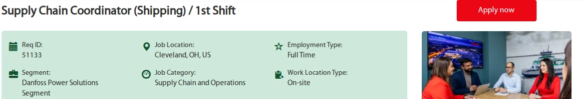 댄포스코리아 Supply Chain Coordinator (Shipping) / 1st Shift 채용공고