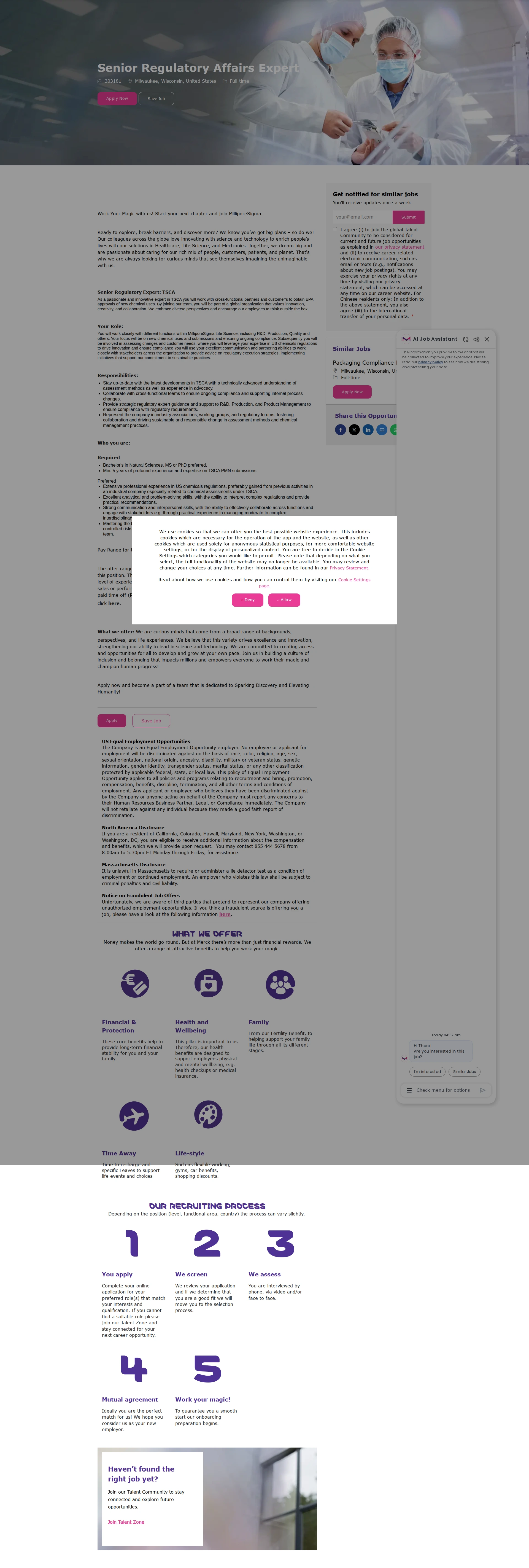 머크 Senior Regulatory Affairs Expert 채용공고