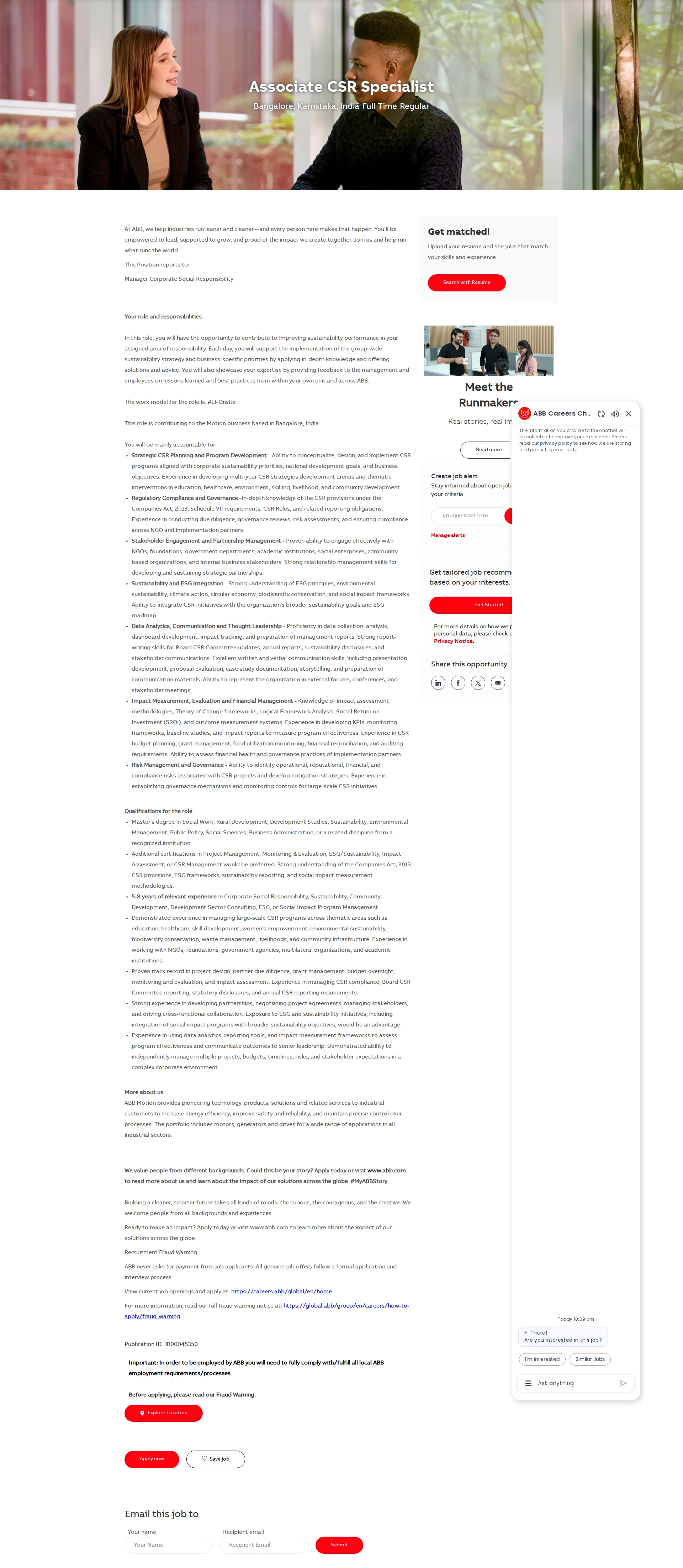 ABB코리아 Associate CSR Specialist 채용공고