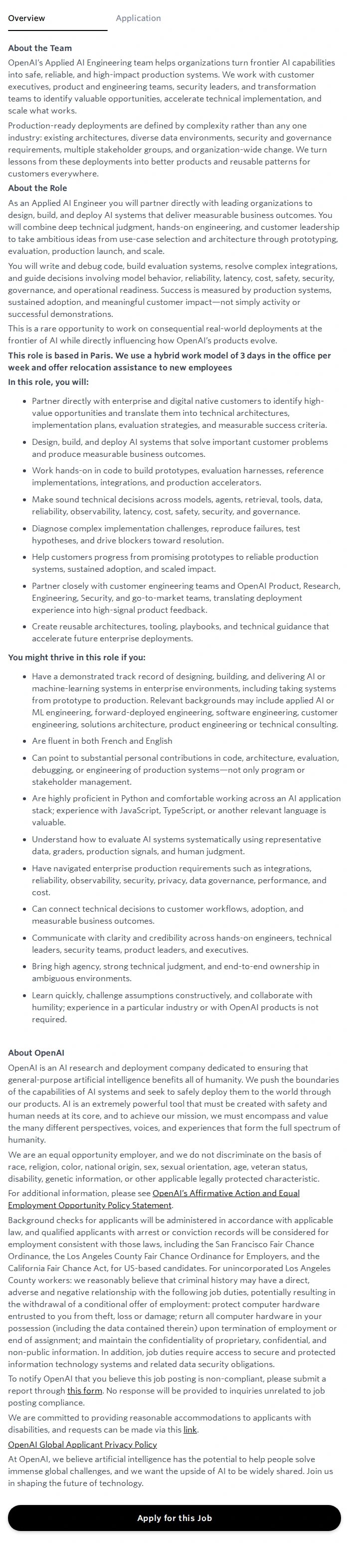 오픈에이아이(OpenAI) Applied AI Engineer, Digital Natives 채용공고