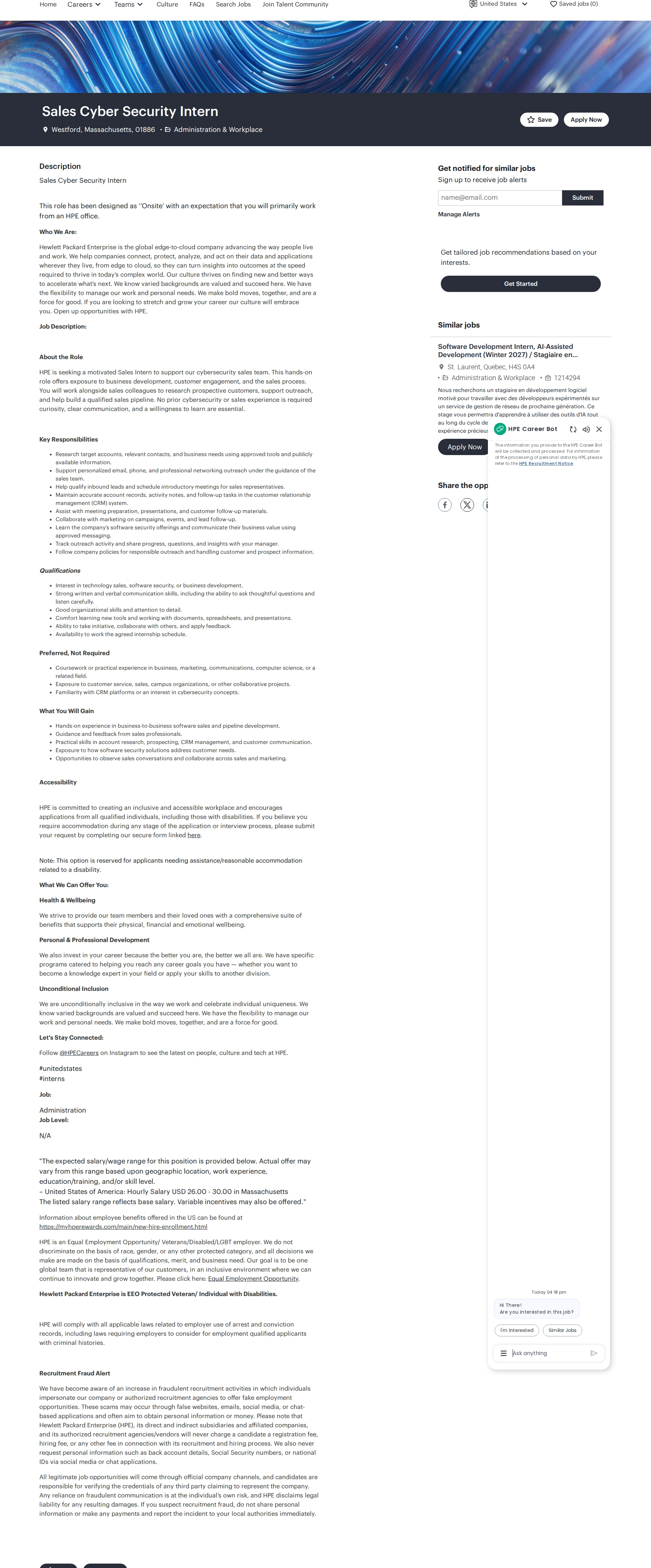 HP Sales Cyber Security Intern 채용공고