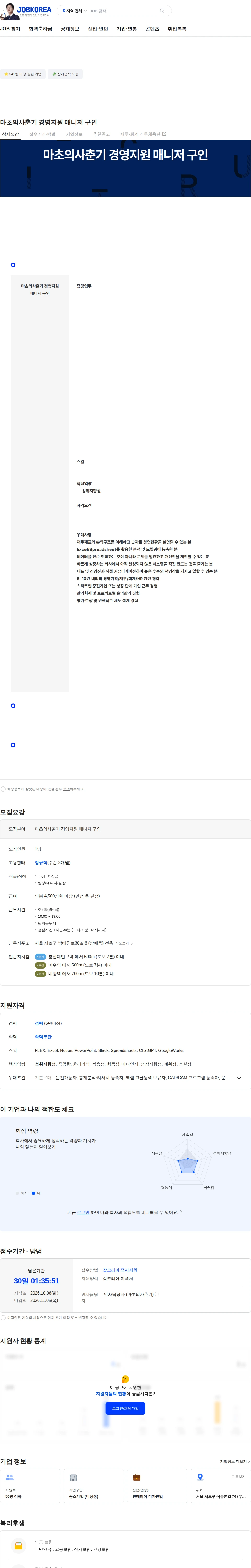 마초의사춘기 마초의사춘기 경영지원 매니저 구인 채용공고