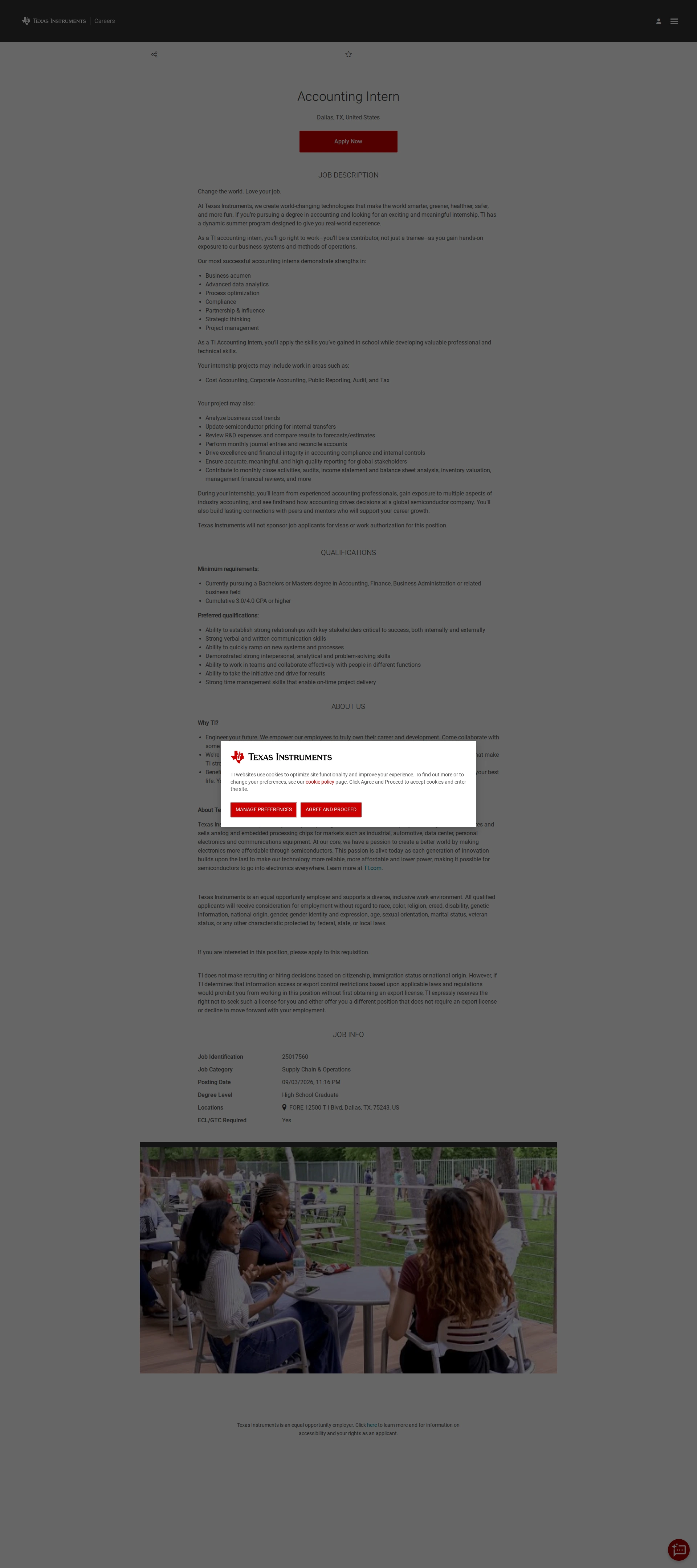 텍사스인스트루먼트코리아 Accounting Intern 채용공고