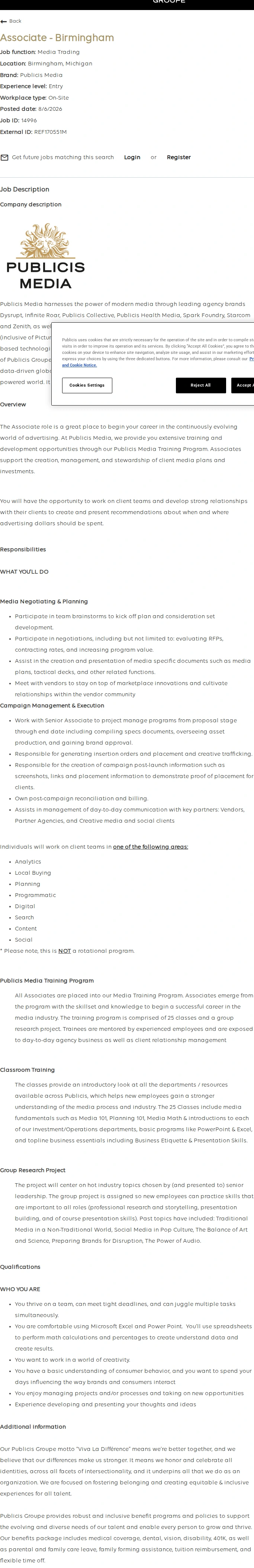 Publicis Groupe Associate - Birmingham 채용공고