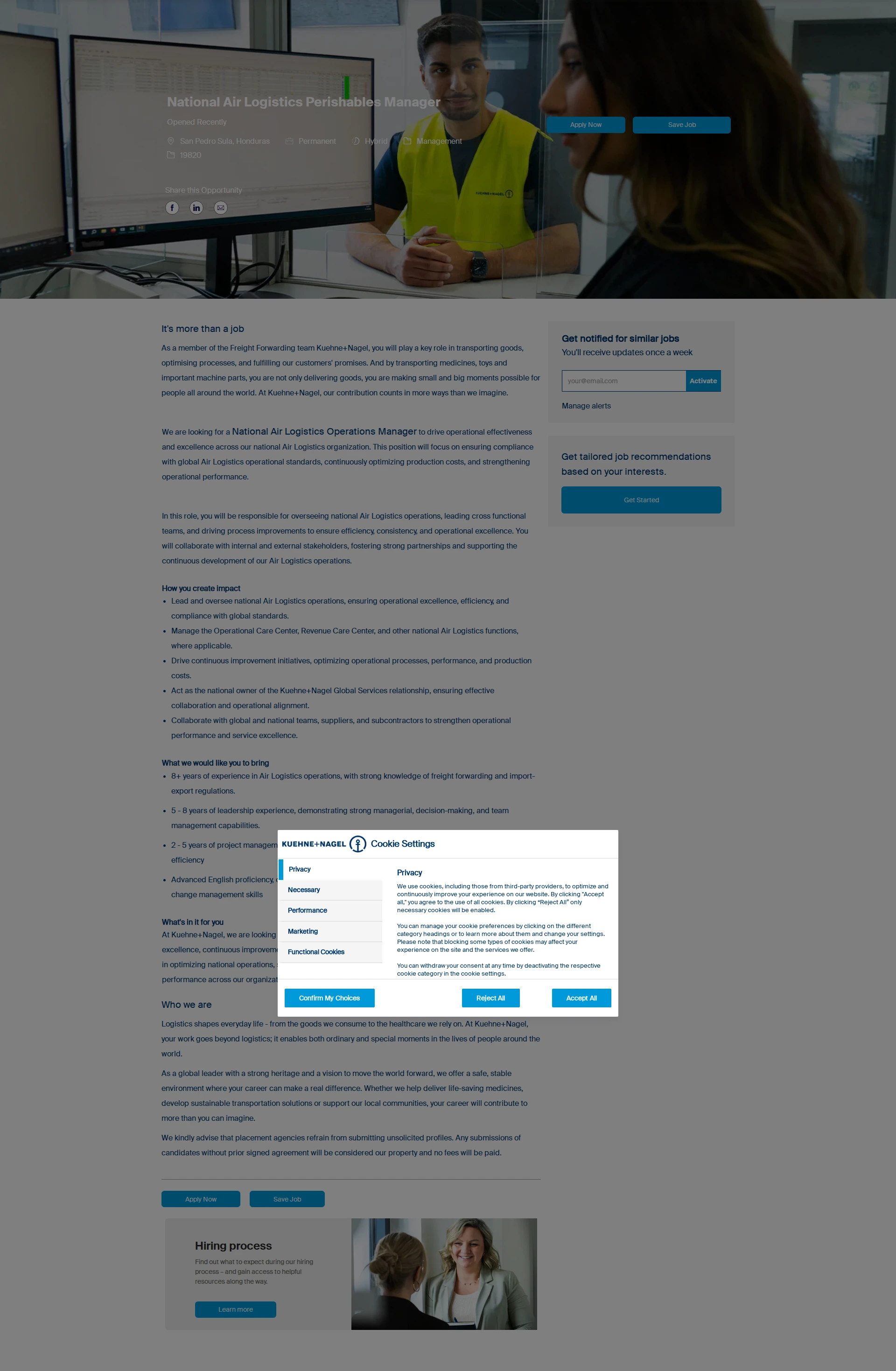 퀴네앤드나겔 National Air Logistics Perishables Manager 채용공고