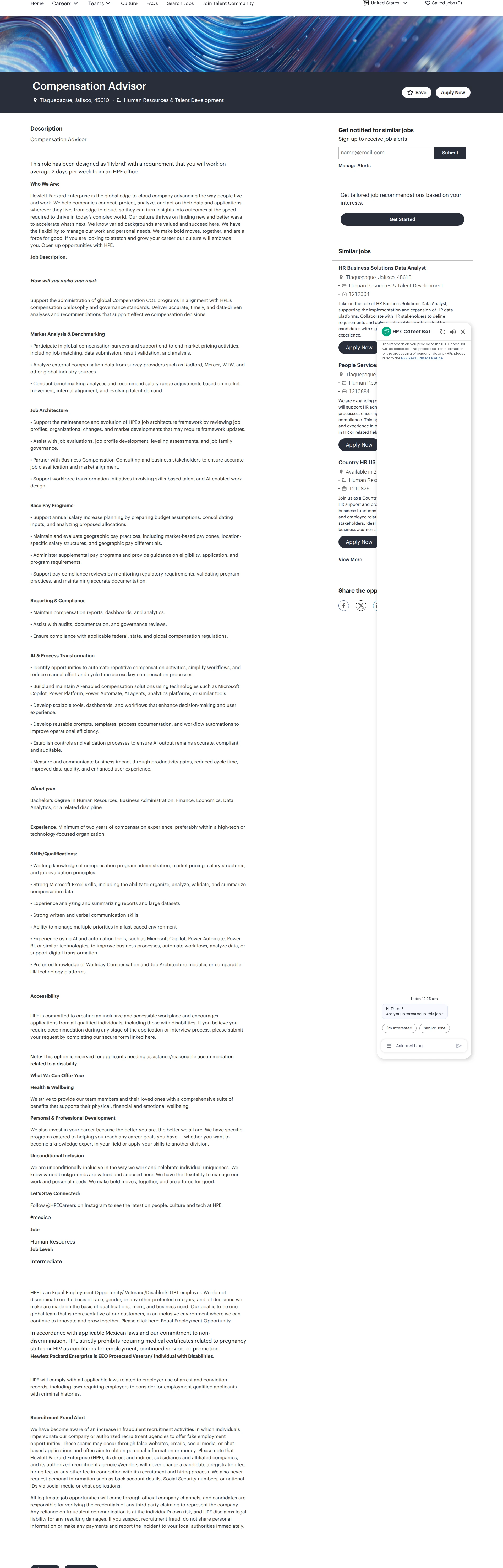 HP Compensation Advisor 채용공고