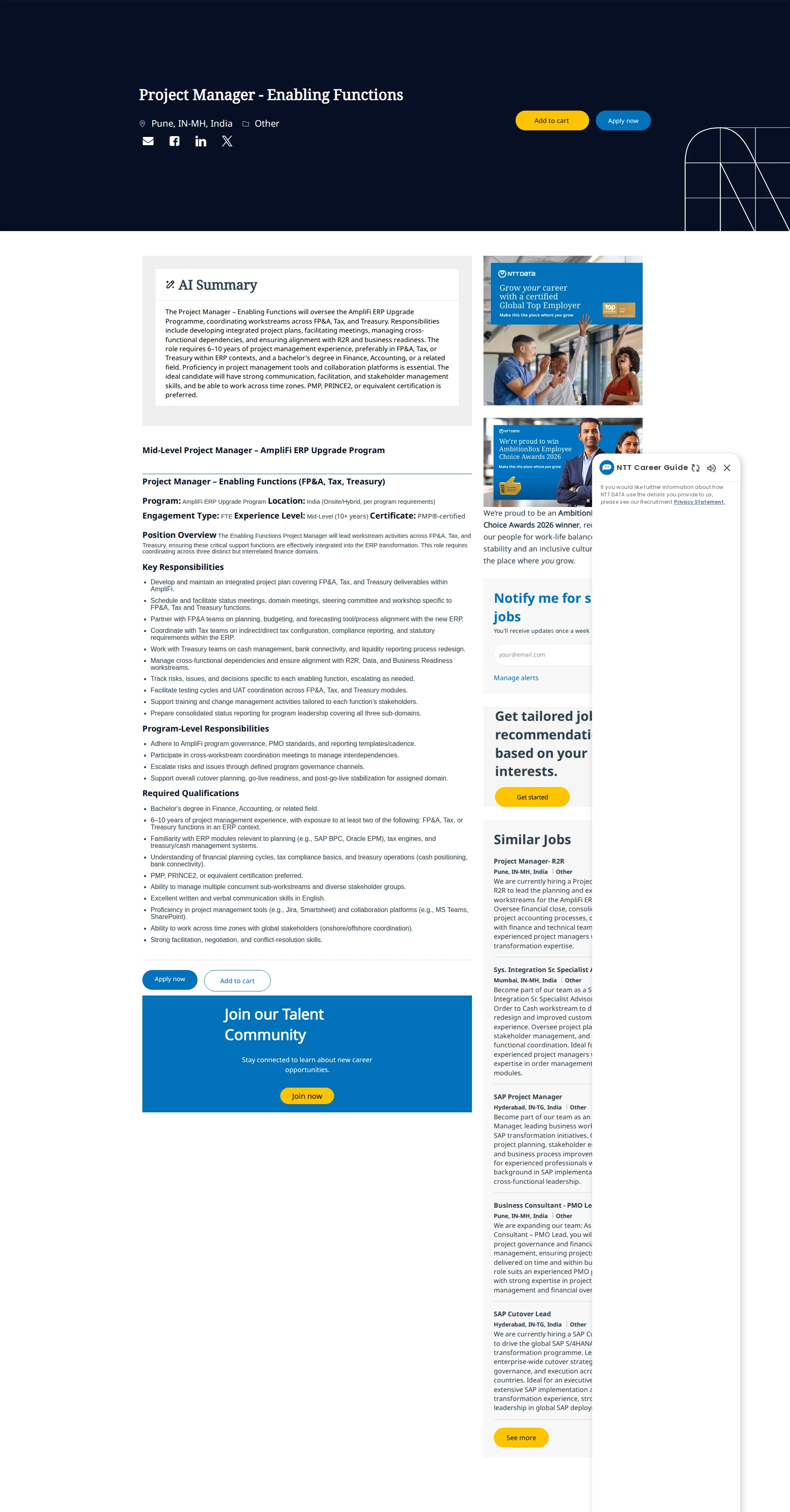 NTT데이터 Project Manager - Enabling Functions 채용공고