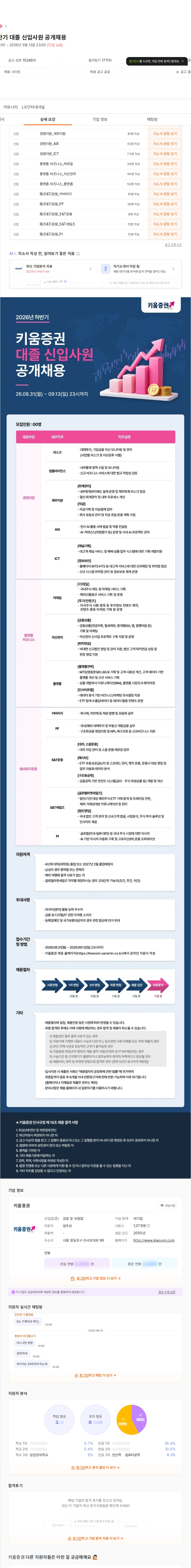 키움증권 2026년 하반기 대졸 신입사원 공개채용 채용공고