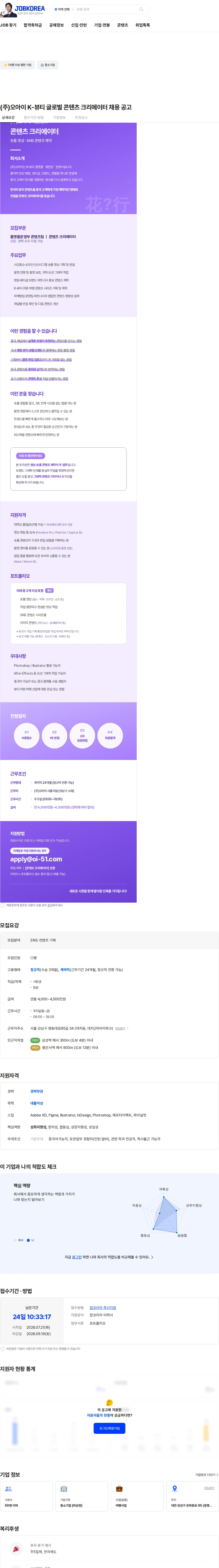 오아이 (주)오아이 K-뷰티 글로벌 콘텐츠 크리에이터 채용 공고 채용공고