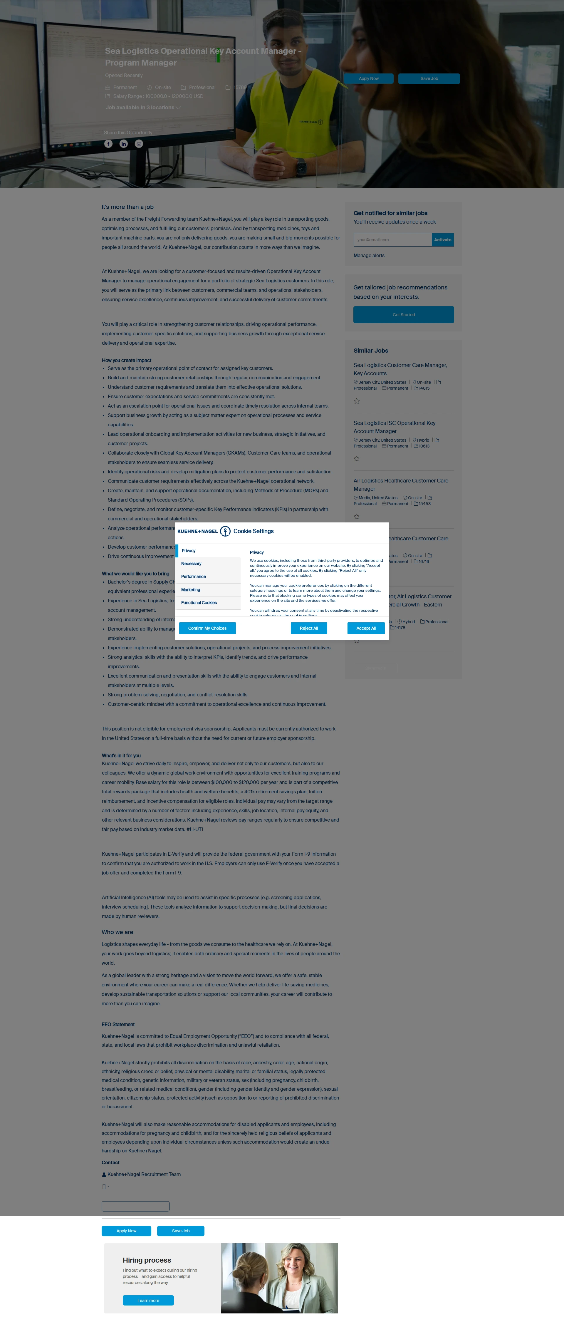 퀴네앤드나겔 Sea Logistics Operational Key Account Manager - Program Manager 채용공고