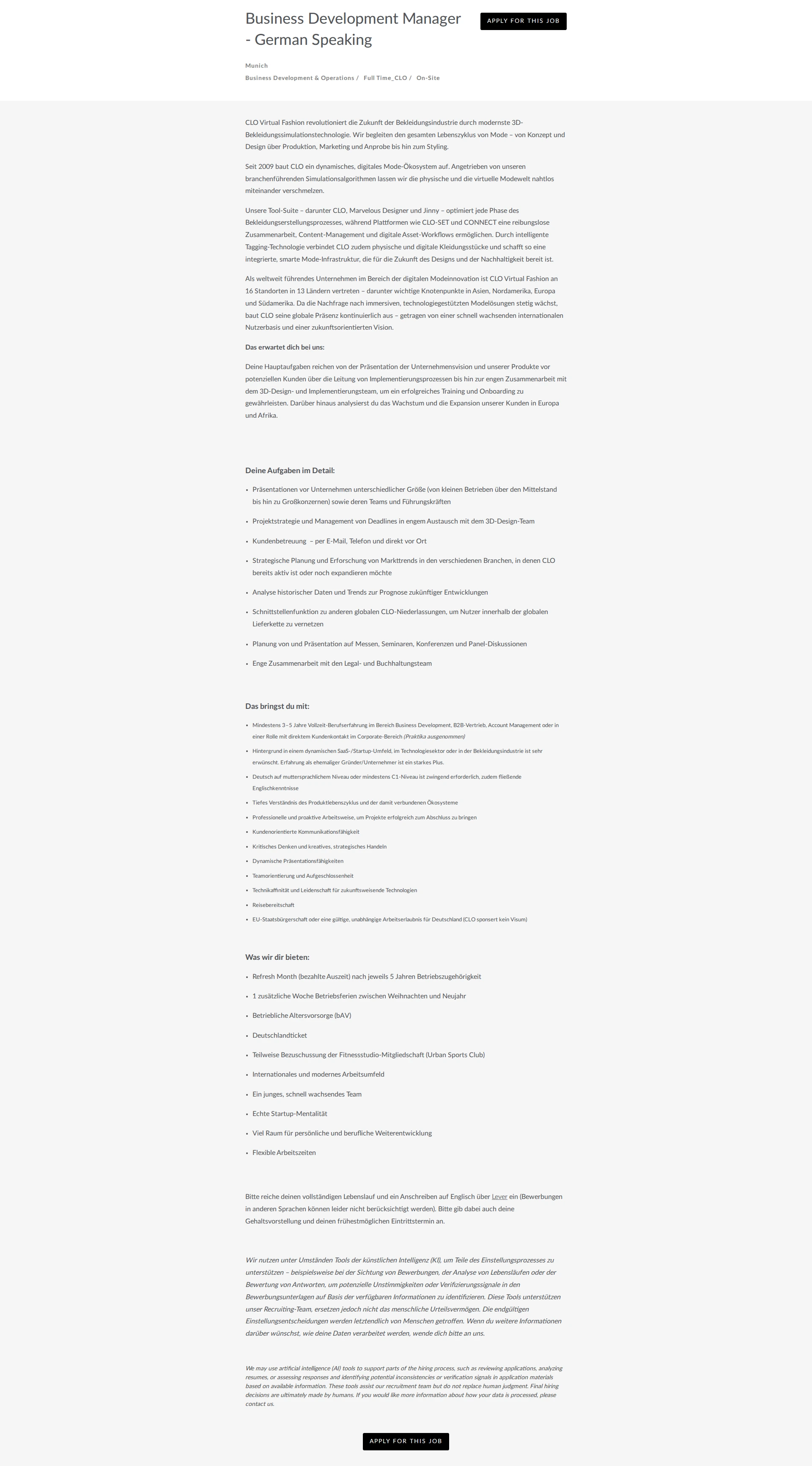 CLO Business Development Manager -  German Speaking 채용공고