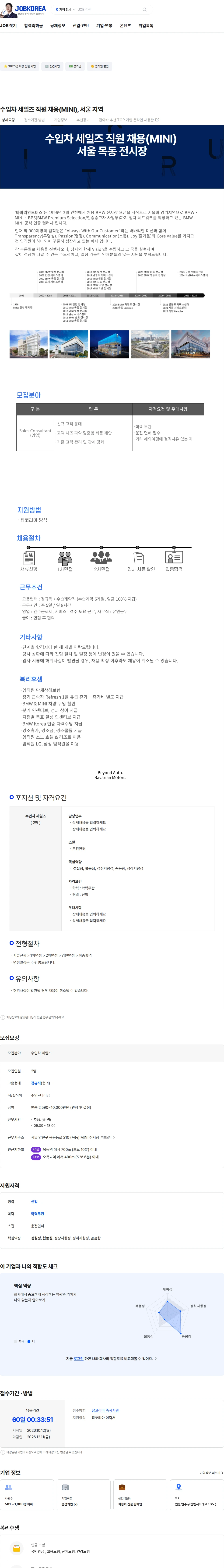 바바리안모터스 수입차 세일즈 직원 채용(MINI), 서울 지역 채용공고