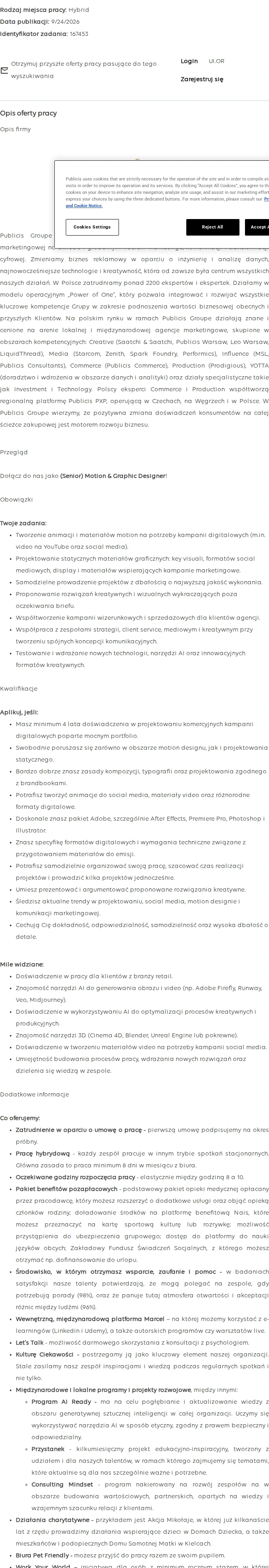 Publicis Groupe (Senior) Motion & Graphic Designer 채용공고