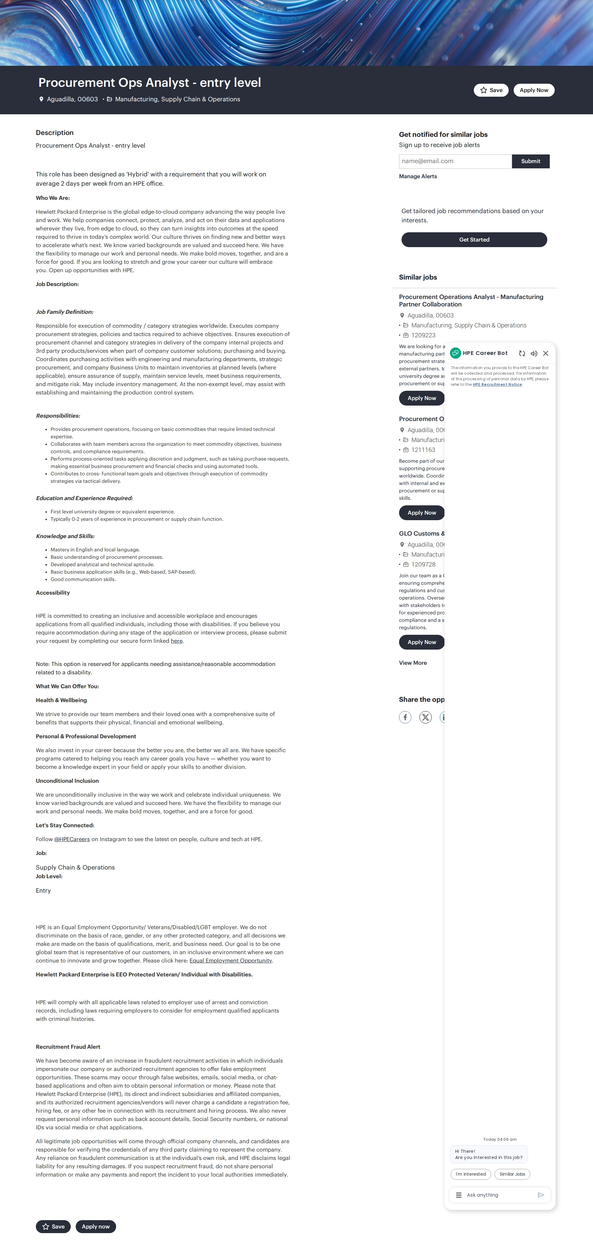 HP Procurement Ops Analyst - entry level 채용공고