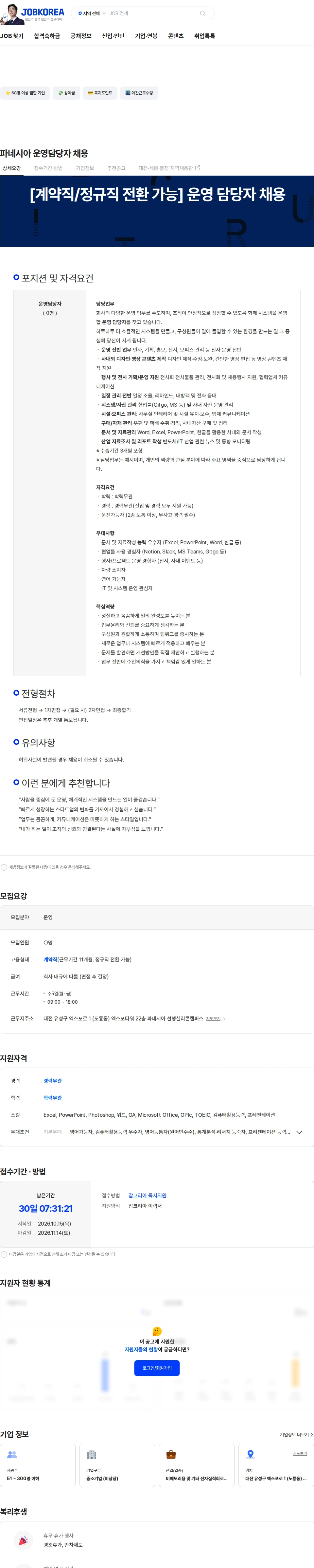 파네시아 파네시아 운영담당자 채용 채용공고