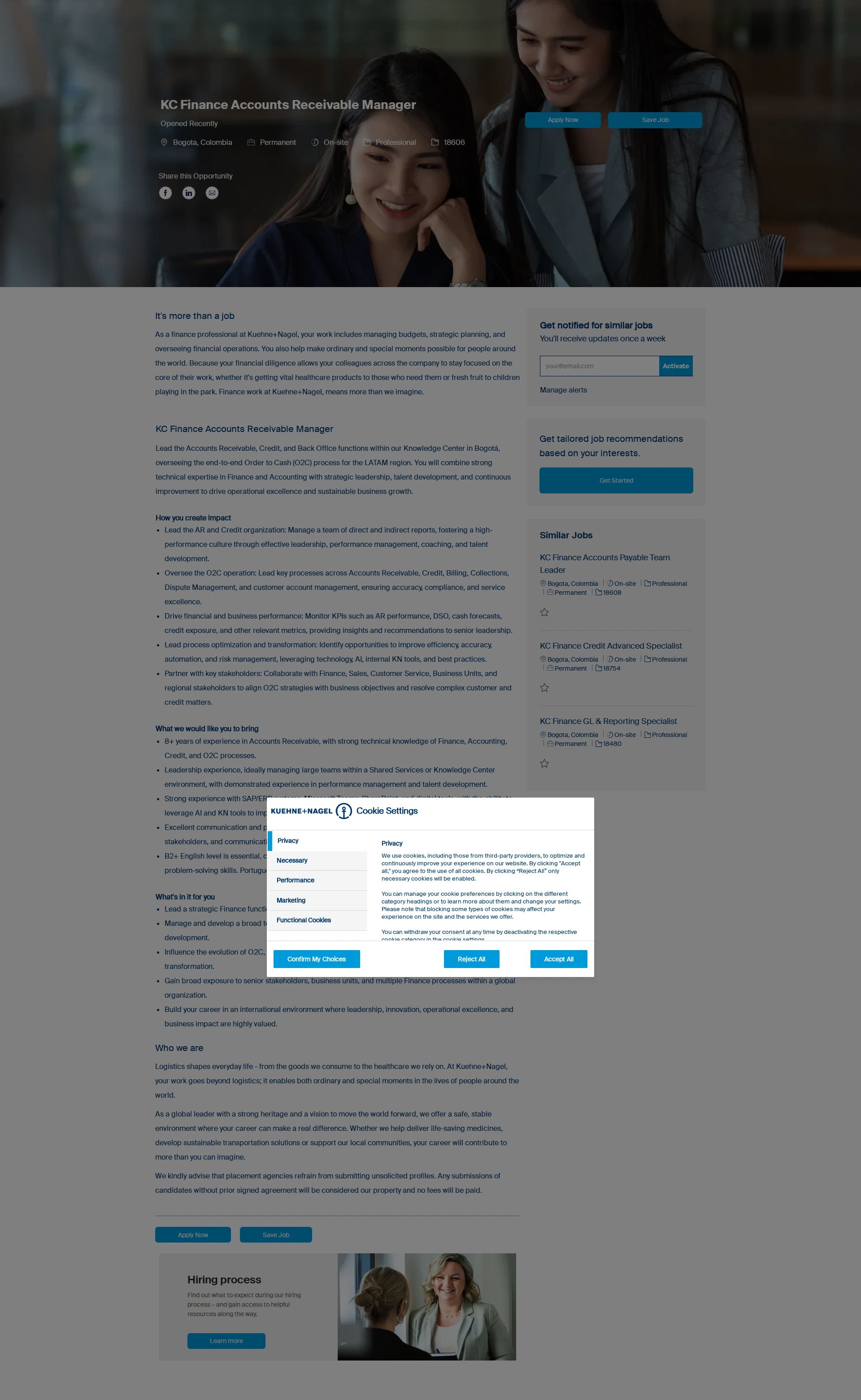 퀴네앤드나겔 KC Finance Accounts Receivable Manager 채용공고