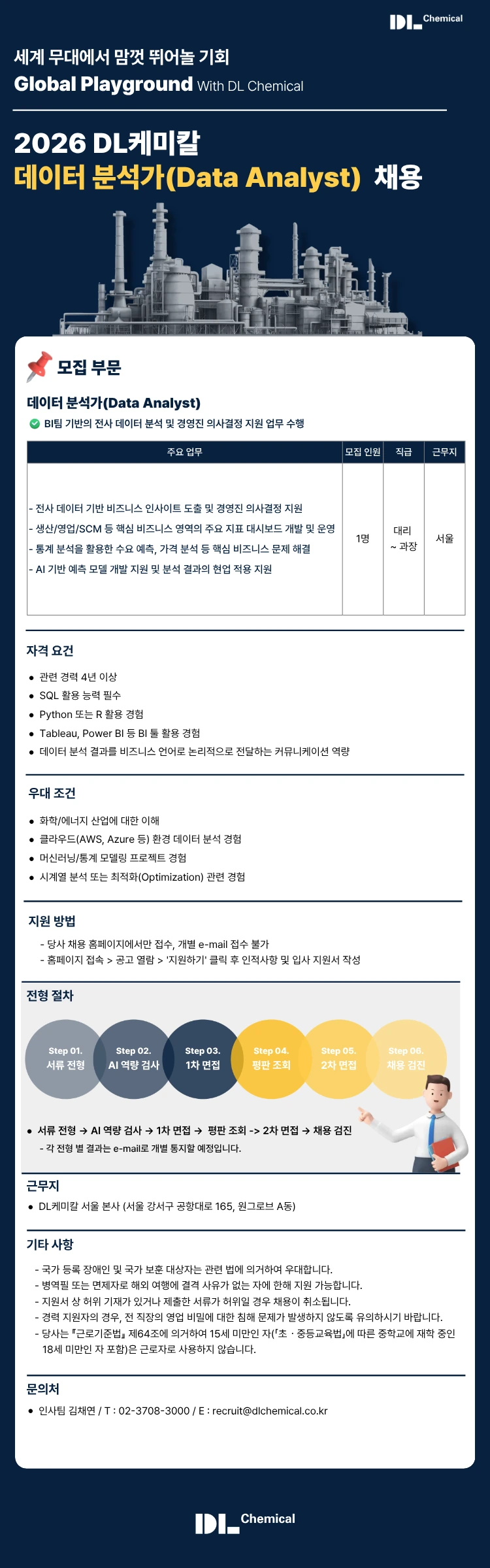 DL케미칼 데이터 분석가(Data Analyst) 담당 채용공고