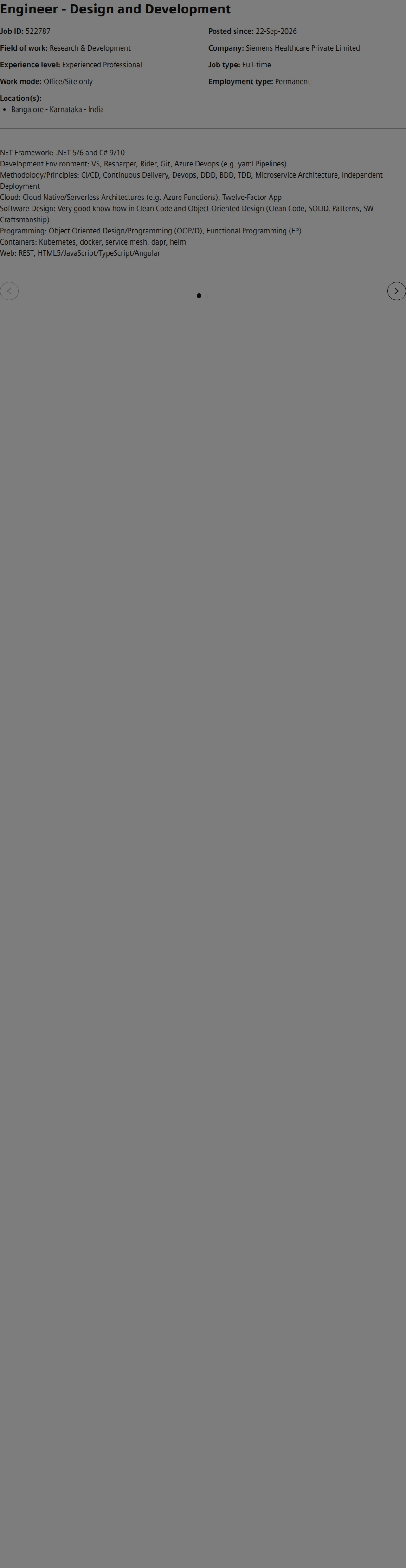 SiemensHealthineers Engineer - Design and Development 채용공고