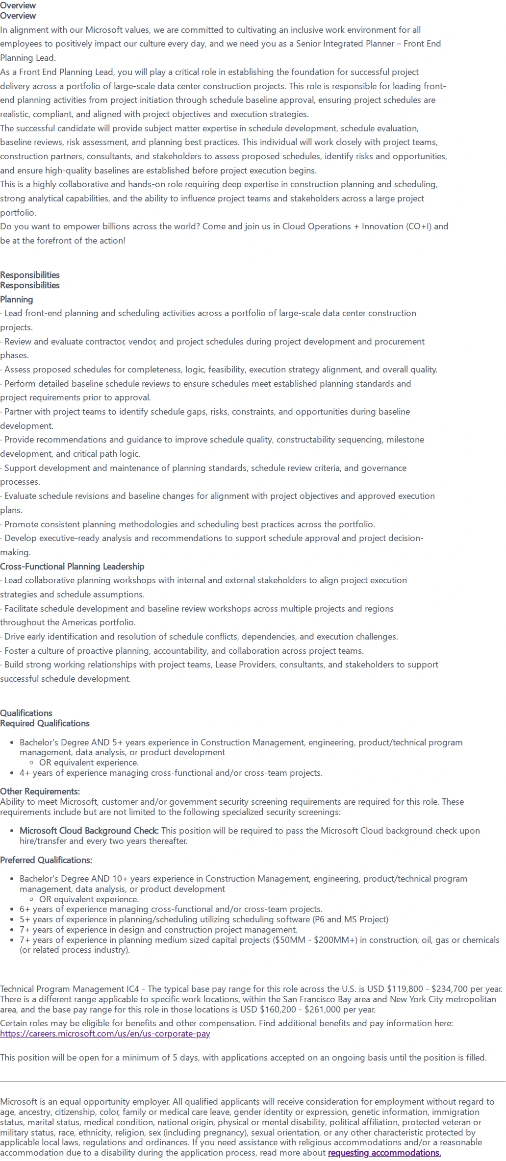마이크로소프트(Microsoft) Technical Program Manager 채용공고