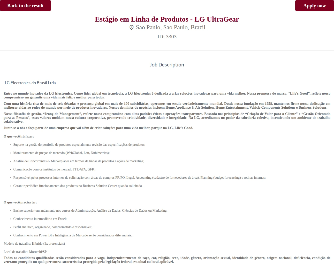 LG전자 Estágio em Linha de Produtos - LG UltraGear 채용공고