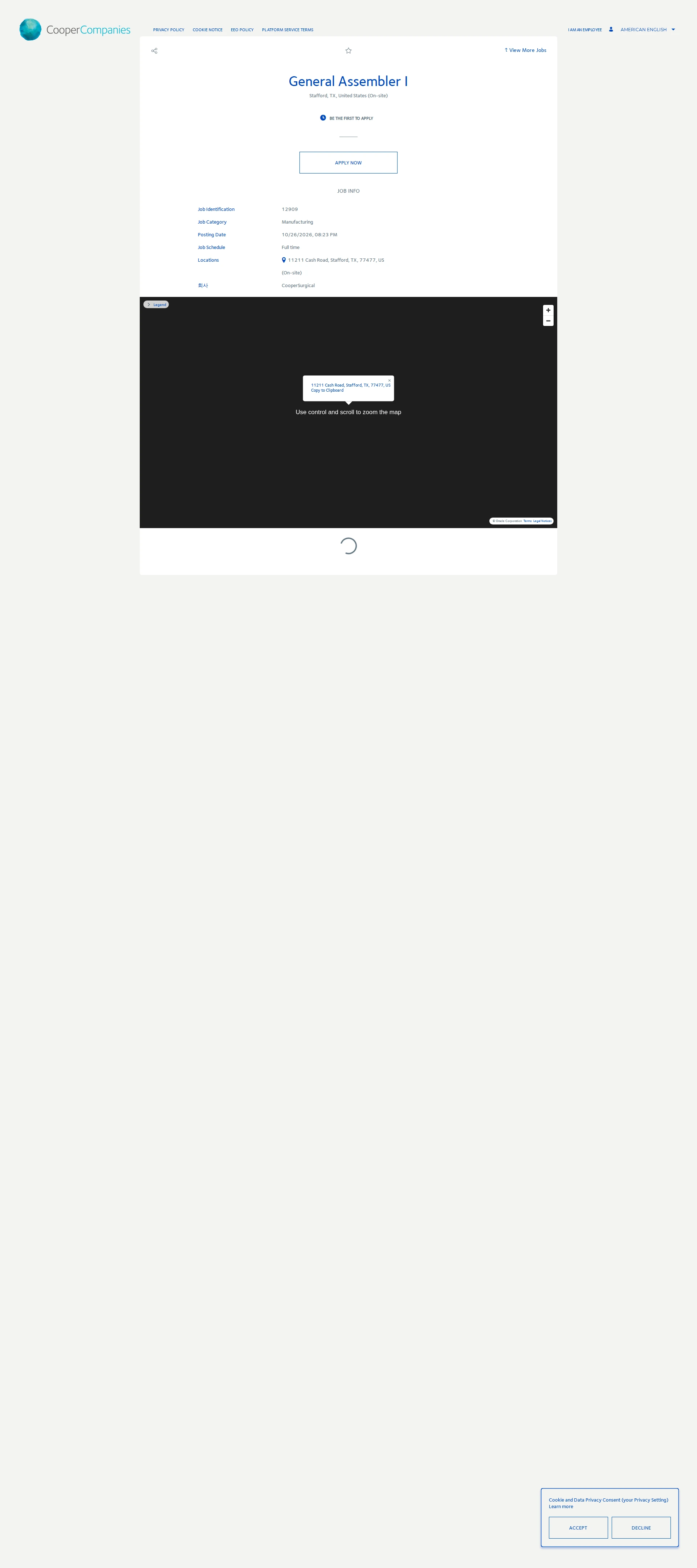 쿠퍼비전코리아 General Assembler I 채용공고
