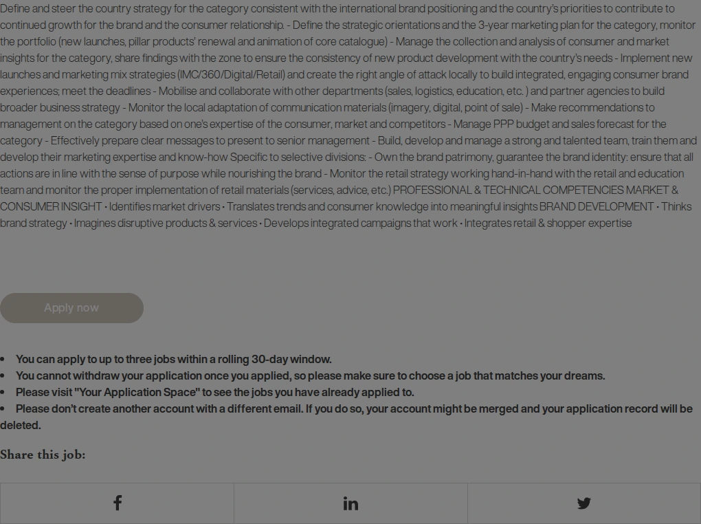 로레알(L'Oreal) (Jr.) Product Manager, H.R. 채용공고
