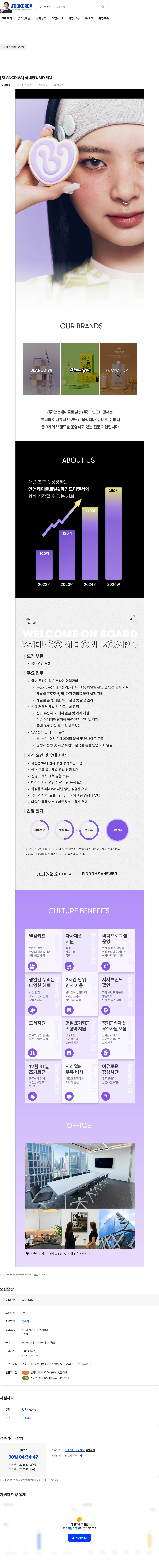 안앤케이글로벌 [BLANCDIVA] 국내영업MD 채용 채용공고