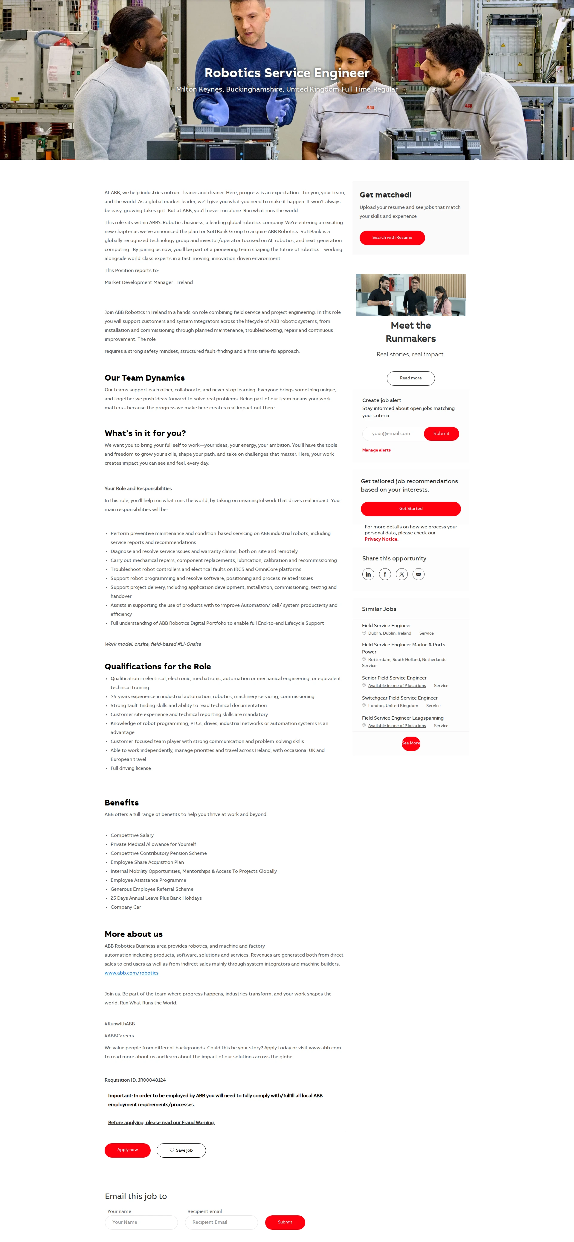 ABB코리아 Robotics Service Engineer 채용공고