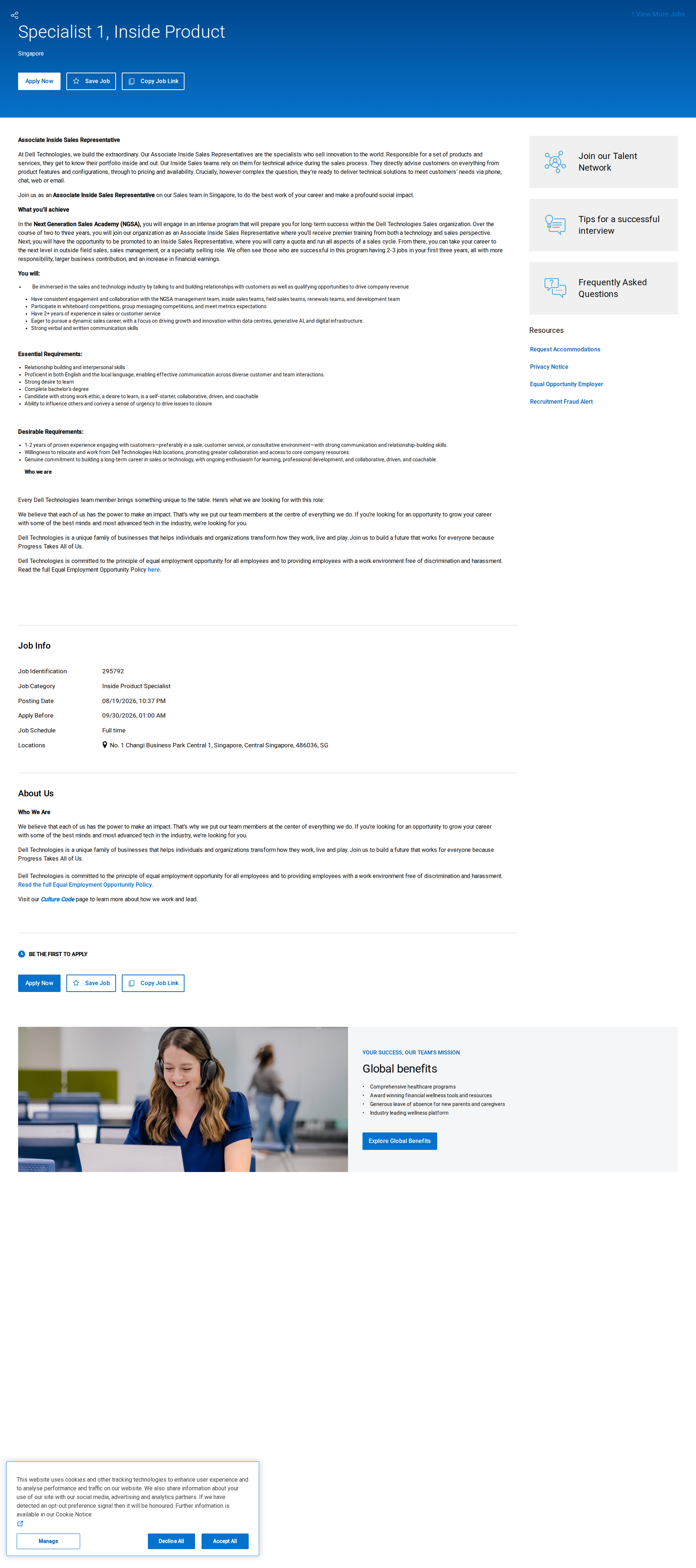 DELL Associate Inside Sales Representative 채용공고