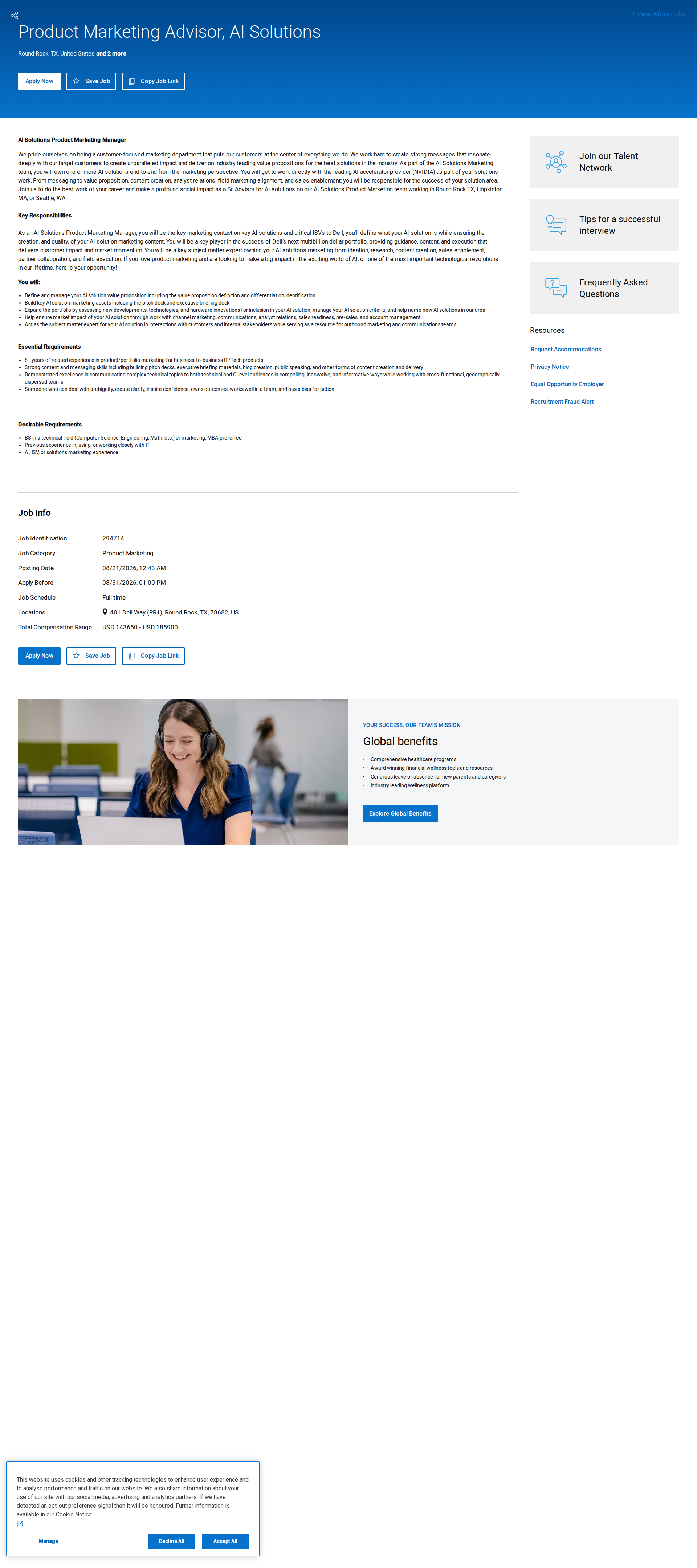 DELL AI Solutions Product Marketing Manager 채용공고