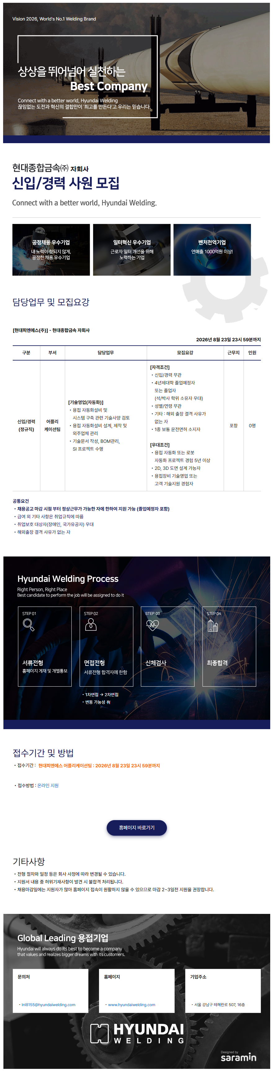 현대종합금속 [현대피엔에스] 어플리케이션팀 신입/경력사원 모집 채용공고