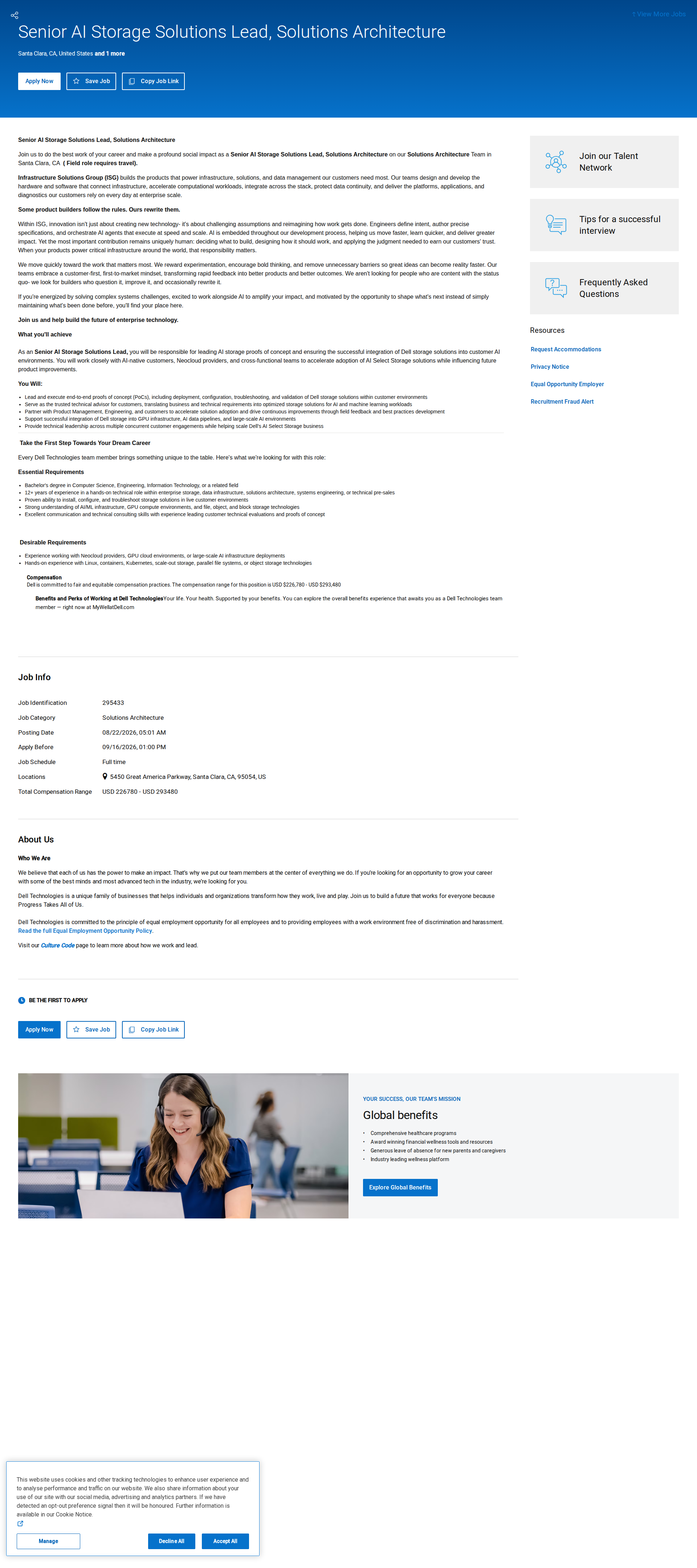DELL Senior AI Storage Solutions Lead, Solutions Architecture 채용공고